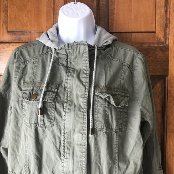 Ashley by 26 International Outerwear Olive Green Army Style Jacket w/Hood Medium - Picture 2 of 15
